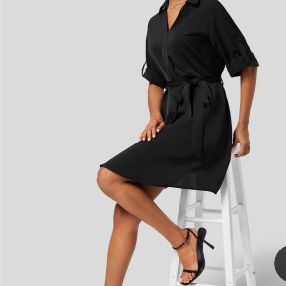 HALARA Dresses & Skirts - Halara Elegant Black Shirt Dress Sz L NWT
